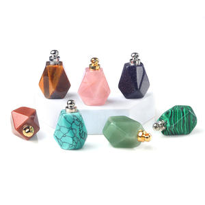 25*23mm pierre précieuse octogone <span class=keywords><strong>parfum</strong></span> bouteille pendentif cristal Rose Quartz huile essentielle bouteille à la mode fabrication de bijoux charme - Product Image 3