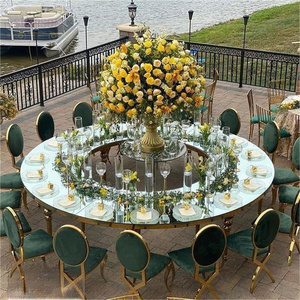 Presa di fabbrica durevole in acciaio inox da sposa <span class=keywords><strong>bianco</strong></span> in <span class=keywords><strong>vetro</strong></span> <span class=keywords><strong>tavolo</strong></span> rotondo di nozze tavoli - Product Image 1