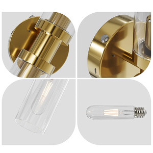 Lámpara de pared moderna de cristal dorado E14 Led regulable para dormitorio, sala de estar, pasillo - Product Image 4
