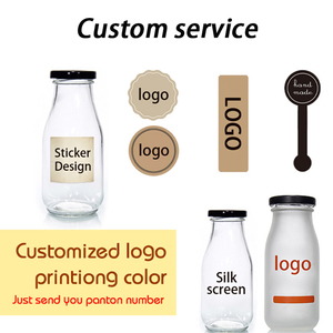 Bán Hot 200ml 250ml 300ml 500ml 1000ml rõ ràng Sữa nước trái cây Thủy Tinh waterbottle tái sử dụng đồ uống sữa chai thủy tinh với vít cap - Product Image 5