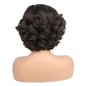 Peluca sintética frontal lateral rizada corta para <span class=keywords><strong>mujer</strong></span> para <span class=keywords><strong>Amazon</strong></span> Headgear fibra <span class=keywords><strong>de</strong></span> alta temperatura transparente diseño ondulado suelto 10 pulgadas - Product Image 5