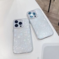 Coque de téléphone de luxe antichoc en TPU+PC pour filles, design coquille de perle brillante, pour iPhone 17/16/15/14 Pro Max