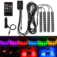 Lumières d'ambiance LED RGB pour voiture, 48 LED, bande lumineuse intérieure avec USB/allume-cigare, barre de décoration, télécommande