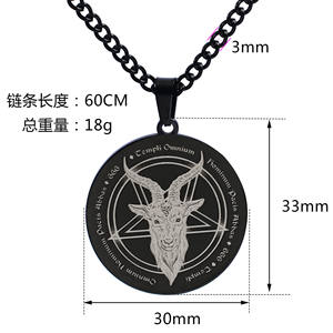 Collar Religioso Dorado con Colgante <span class=keywords><strong>de</strong></span> Calavera <span class=keywords><strong>de</strong></span> Cabra y <span class=keywords><strong>Estrella</strong></span> <span class=keywords><strong>de</strong></span> Cinco Puntas <span class=keywords><strong>de</strong></span> Salomón, <span class=keywords><strong>de</strong></span> Acero Inoxidable para Hombre, Gran Venta - Product Image 3