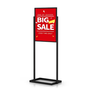 Support de sol publicitaire en métal B1 50*70cm, présentoir de menu, cadre coulissant argent/noir anti-vent <span class=keywords><strong>pour</strong></span> support de sol - Product Image 2