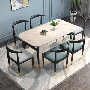 Set di Mobili per Sala da Pranzo GEDO in Offerta, <span class=keywords><strong>Tavolo</strong></span> e Sedie in MDF con Effetto Marmo - Product Image 1