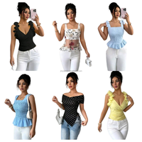 Rompi Satin Berkerah V dengan Hiasan Pita, Atasan Tanpa Lengan Model Patchwork yang Modis dan Elegan, Kemeja Atasan Wanita Seksi