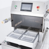 Nouveaux plats préfabriqués scellant de plateau sous vide MAP Machine à emballer à atmosphère modifiée Machines à sceller à film étirable