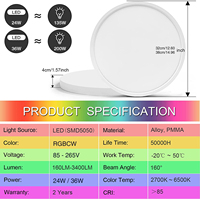 Plafonnier led intelligent Tuya, design moderne, luminaire de plafond, avec télécommande, application WIFI, idéal pour le camping