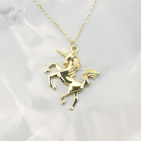 Collier pendentif cheval au design mignon, en or véritable 9K avec zircon, bijoux fins, vente en gros, or chinois