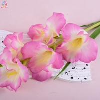 Bunga Gladiolus Buatan dari Kain Sutra dengan Sentuhan Nyata, Tangkai Bunga Palsu untuk Dekorasi Rumah dan Pernikahan