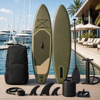 Planche de SUP gonflable tout usage 10ft6 à faible MOQ, avec pont large tissé Drop Stitch et coussin de pont en EVA, pour propriétaires de marques, pour eaux calmes