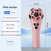 Ventilateur électrique portable Y8, mini-ventilateur de football, rechargeable, charge Type-C, réglage de la vitesse du vent sur 199 niveaux, 9 m/s, bouton