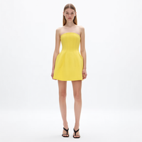 Robe Courte Jaune Sans Bretelles pour Femme, Modèle Corset, Coupe Évasée, avec Poches Latérales – Vente en Gros Personnalisée