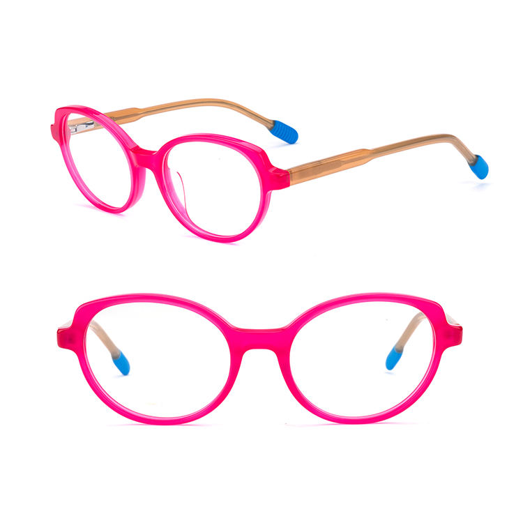 Wholesale Stock Kids Eyeglasses Frames LM1010 Geometric Pattern round Style  Acetate Optics for Children Oval Style