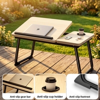 Bureau d'ordinateur pliable en bois à cinq vitesses réglables et économique avec réglage en hauteur pour ordinateur portable et table d'étude - XIAOPING XP-02541