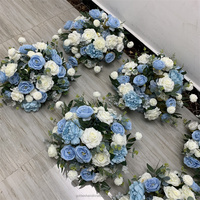 QSLH-CF216 Centre de table personnalisé en forme de boule de fleurs bleues, arrangements floraux en soie, boule de fleurs roses, centres de table de mariage