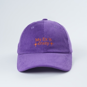 Cappellino da Baseball Viola Non Strutturato Personalizzato di Alta Qualità in Cotone con Logo e Lettere Ricamate in Tessuto Corduroy - Product Image 2