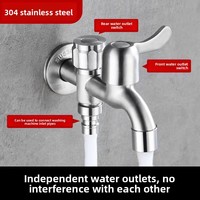 Robinet de lavabo en céramique au design moderne et épuré, pistolet pulvérisateur multifonctionnel 2-en-1, robinet de machine à laver pour balcon, une entrée, deux sorties