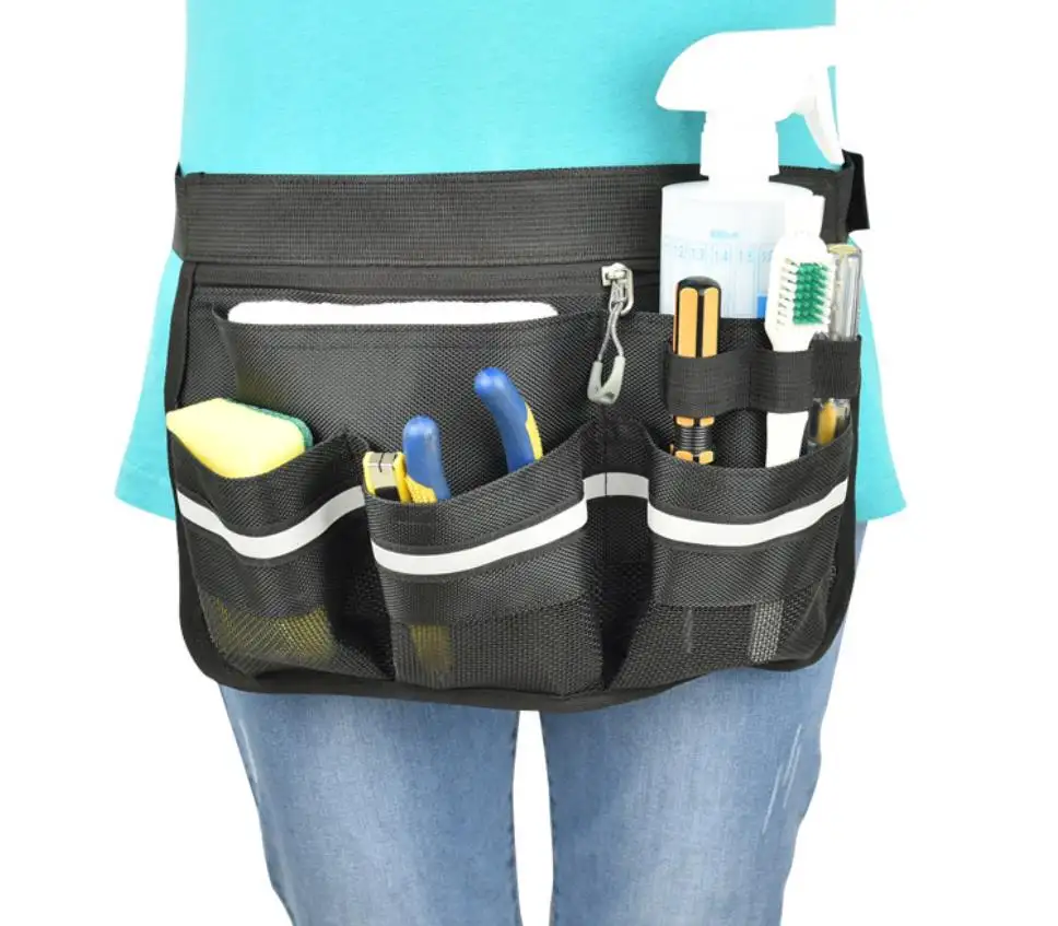 Cleaner's Helper-delantal de limpieza de cintura con bolsillos, cinturón de herramientas para limpieza de limpieza, limpieza del hogar, trabajo pesado oxford