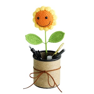 Portaplumas personalizado con diseño de girasol sonriente, flor de hilo, flor artificial, regalo para el Día del Maestro, adorno de girasol en maceta hecho a mano - Product Image 5