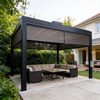 Pergola de luxe en aluminium 10x12 pieds, pavillon, gazebo, imperméable, coupe-vent, anti-UV, revêtement poudré, motorisé, rétractable, nature