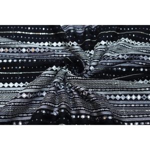 Triloki Stripe <b>Embroidery</b> Georgette Fabric Black Metallic Woven Apparel Dress <b>Material</b> By The Yard Tkfab02 008 - Product Image 1
