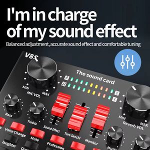 Звуковая карта V8SK Live Sound Card USB <span class=keywords><strong>Audio</strong></span> <span class=keywords><strong>Interface</strong></span> для стриминга с поддержкой микрофона и гарнитуры, для ПК, телефона, компьютера, веб-трансляций - Product Image 6