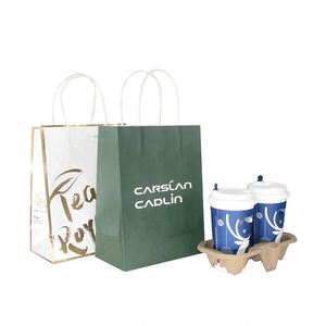 Luxury Brown Kraft Paper <b>Bags</b> Custom Your Own logo Food Takeaway Packaging Paper <b>Bag</b> with Twist Handles - Product Image 4