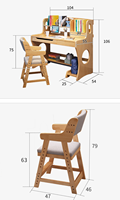 Bureau d'étude en bois avec étagère de rangement et tiroir, table d'écriture pour étudiant à domicile, ensemble chaise d'ordinateur en bois assortie pour chambre à coucher