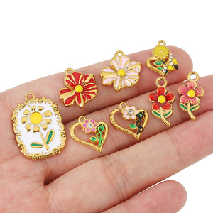 Colgante de Acero Inoxidable con Forma de Corazón de Margarita y Rosa, Pétalo de Flor Esmaltado, Accesorios de Joyería DIY al por Mayor - Product Image 4