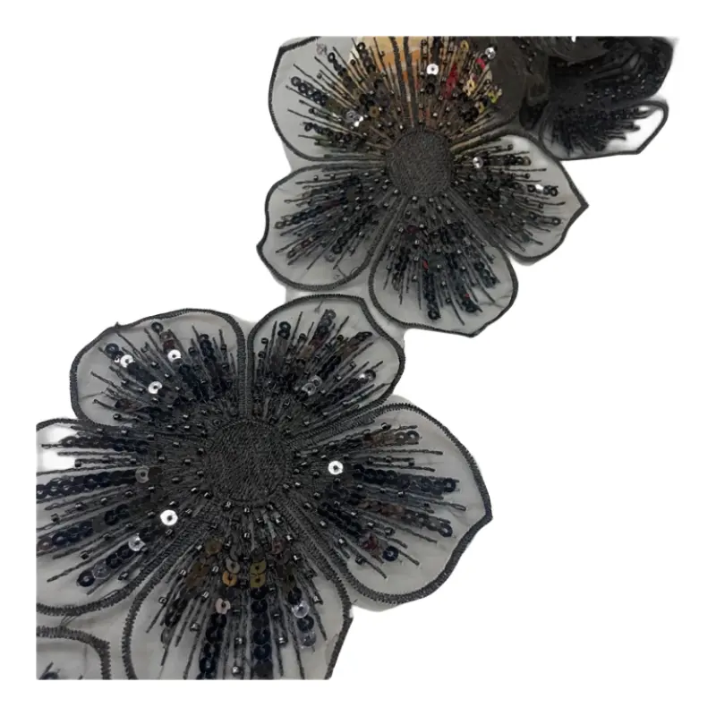 affinity luxury 3D flower tulle beaded lace high-end organza embroidery sequin patches