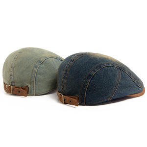 Casquette en jean délavé style vintage pour femme et <span class=keywords><strong>homme</strong></span>, chapeau décontracté avec ceinture en daim réglable - Product Image 2
