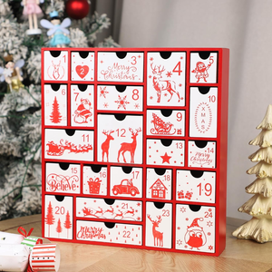 Grande casetta in legno con cerniera 35x25x9, scatola in legno per calendario dell'avvento con 24 cassetti, scatola in legno per calendario dell'avvento. - Product Image 6