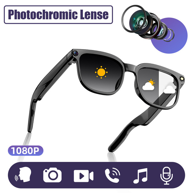 AI Smart Glasses with ChatGPT 1080P Video Dual Camera IP65 Waterproof for Wireless Real-time Translation & Voice Control