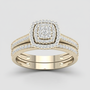 Beautiful 1.00TCW Real Round Natural Prong-<b>Set</b> Diamond Bridal Wedding <b>Ring</b> <b>Set</b> 10K Yellow <b>Gold</b> - Product Image 2