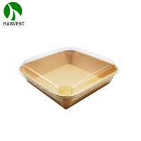 100% Eco-Vriendelijke Biologisch Afbreekbare Lekvrije Stapelbare Voedselverpakking Wegwerp Lunchbox Bruin Vierkant Kraftpapier Voedselcontainer