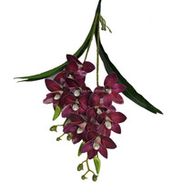 Fait à la main à l'aspect naturel artificielle Phalaenopsis orchidée plante 10 têtes Cymbidium Hookerianum fleur branche noël dos école