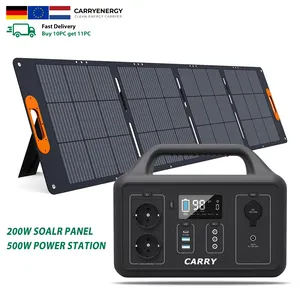 सस्ती कीमत 500W पावर स्टेशन 200w सौर पैनलों के साथ आउटडोर के साथ वापस अप सौर जनरेटर पैनल पूरा सेट