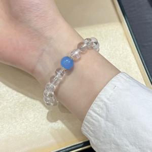 New White Crystal <b>Bracelet</b> with 8MM Star Freshwater Pearl Blue Gemstone <b>Bead</b> Stylish Jewelry for <b>Men</b> and Women - Product Image 4