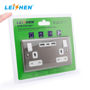 Kim loại CE ukca được liệt kê 2 USB-A + Type-C anh tiêu chuẩn đôi Switched tường ổ cắm đôi ổ cắm điện tường ổ cắm - Product Image 6