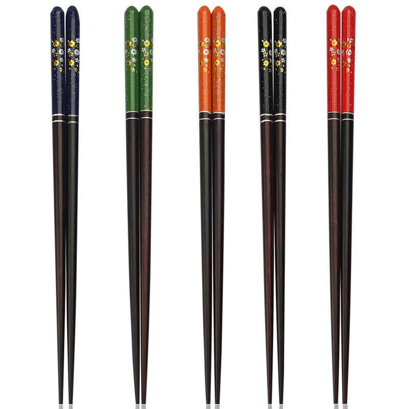 5 пар деревянные палочки дозирующая детская ложка для многоразового использования в японском стиле палочки для еды подарочные наборы с 5 видов цветов, Классический натурального дерева палками