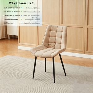 <span class=keywords><strong>Chaise</strong></span> de salle à manger rembourrée OKAY, style nordique, en lin capitonné, sans accoudoirs, vente en gros, empilable, pour appartement, chaises de salle à manger minimalistes - Product Image 1
