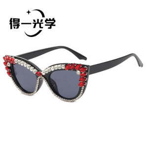 Cat Eye <b>Sunglasses</b> Black Frame Rhinestone Women's UV400 Party Fashion - Product Image 1
