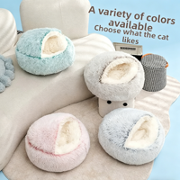 Yue Chong - Vente en gros de lits pour animaux de compagnie professionnels - Lit pour chat semi-fermé en forme de coquille - Chaleur hivernale - Quatre saisons - Personnalisation en peluche