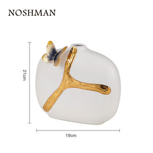 सोने की सजावटी तितली नॉर्डिक फूलदान गृह सजावट स्टैंड शादी की मेज सजावट सिरेमिक फूल फूलदान - Product Image 4