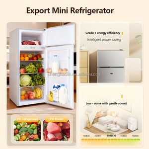 Réfrigérateur-congélateur compact à porte simple ou double 85L-138L, pour la maison, le bureau, le dortoir, en acier inoxydable, couleur acier inoxydable - Product Image 3