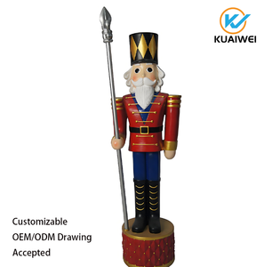 KW批发定制圣诞胡桃夹子士兵雕像，大型户外树脂装饰品制造商，防水花园庭院装饰品 - Product Image 4