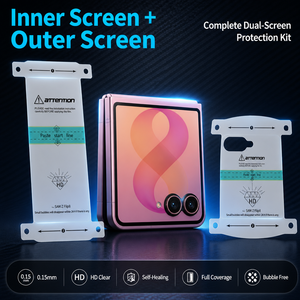 Protection d'écran avec kit d'installation <span class=keywords><strong>Samsung</strong></span> Z Flip7 Flip8, TPU prédécoupé, double écran, prêt à être expédié, MOQ 50 - Product Image 2