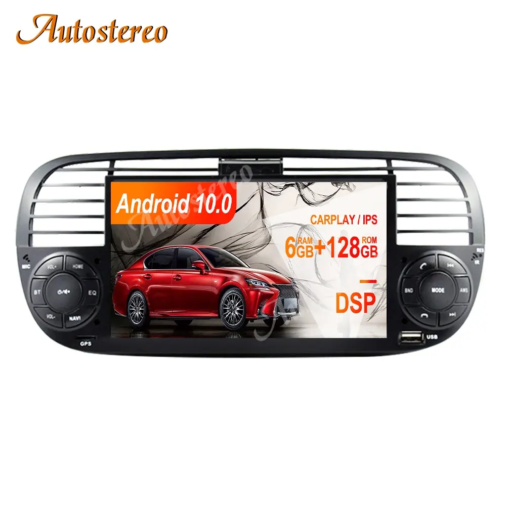 6 + 128G для FIAT 500 2007-2014 Android10 Автомобильный GPS-навигатор головное устройство мультимедийный плеер стерео Авто Радио экран без DVD-плеера